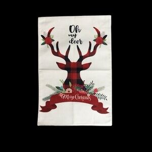 NEW Merry Christmas Burlap Garden Flag “Oh My Deer Merry Christmas”